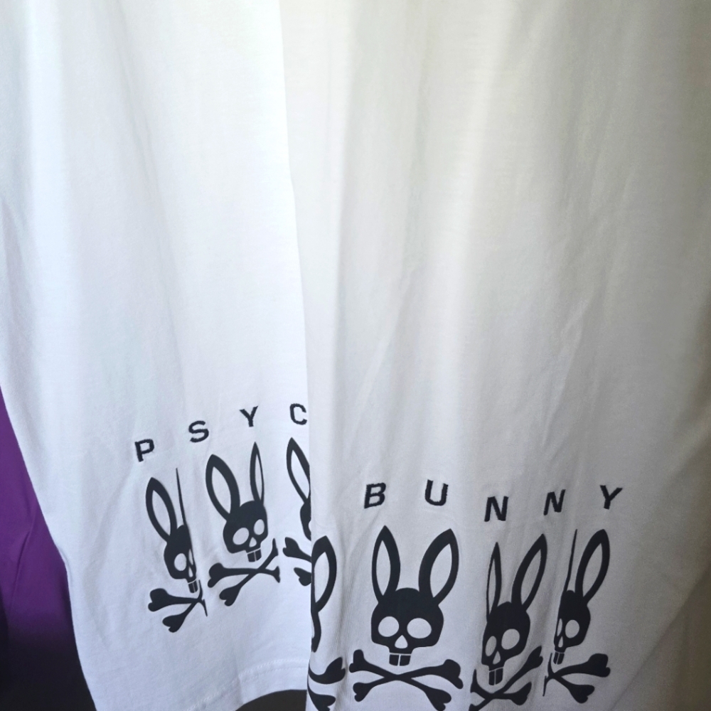 Psycho Bunny White Tee with Black Skull Design